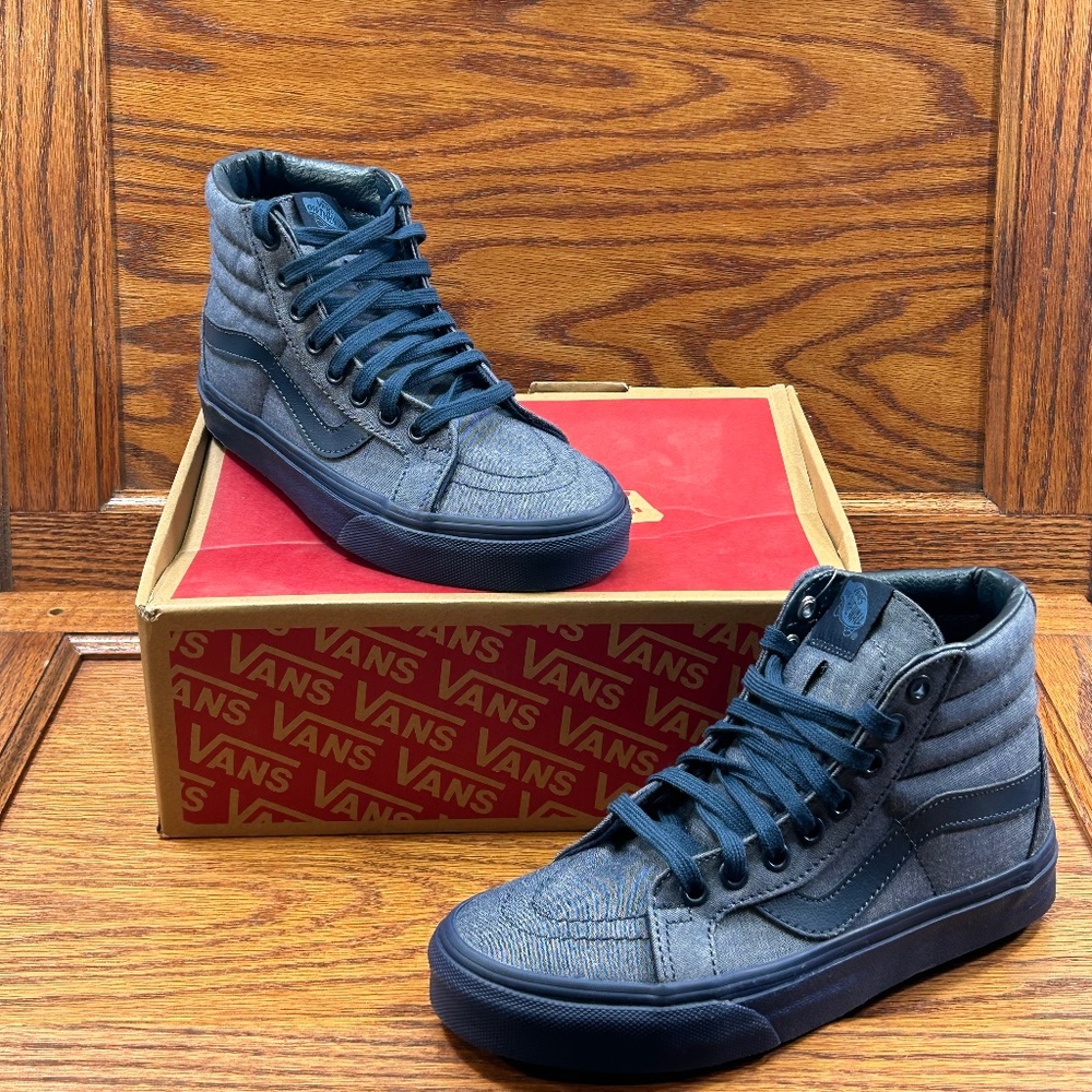 Vans Sk8-Hi Navy Blue Denim High Top Sneakers Size Men 4